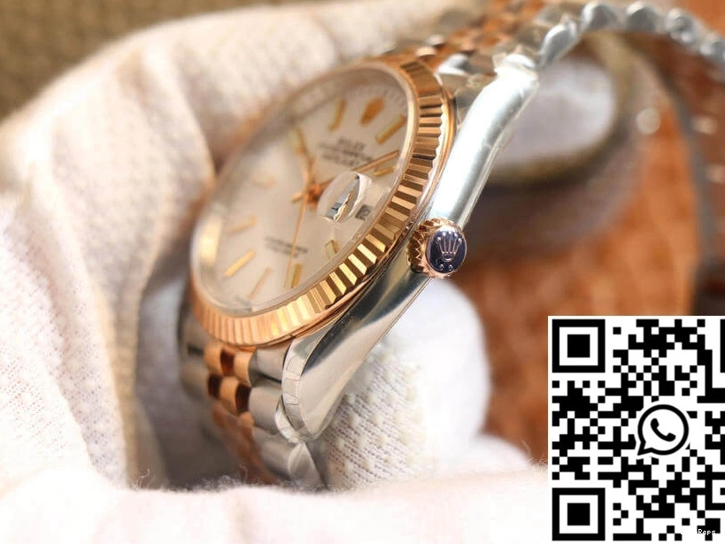 Datejust White M126231-0017 EW Rolex Dial Rose Factory Gold 0314